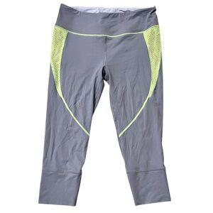 Victoria's Secret Gray Neon Green Capri Leggings Womens Size L